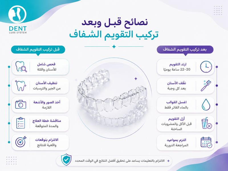 نصائح قبل وبعد تركيب التقويم الشفاف