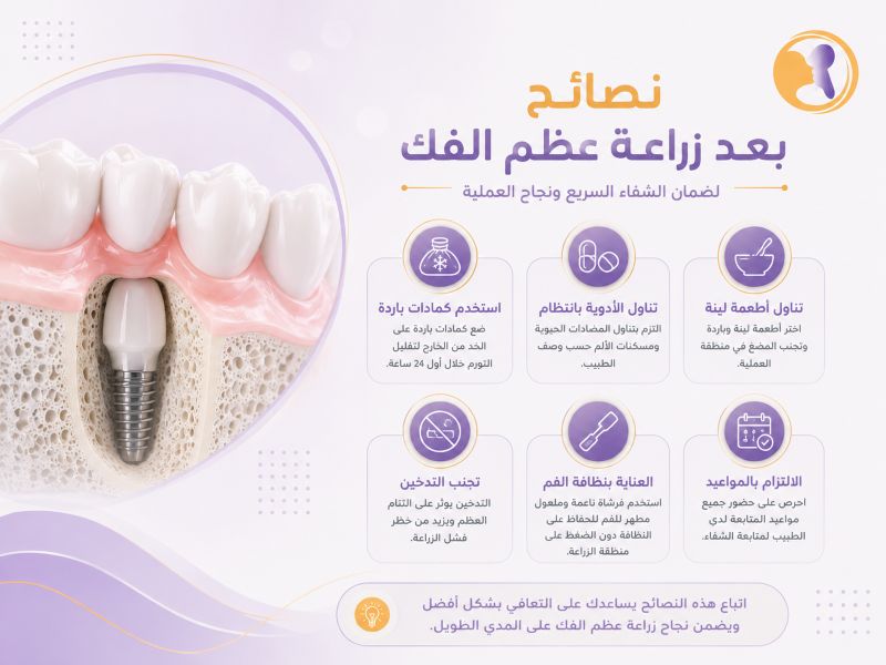 نصائح بعد زراعة عظم الفك