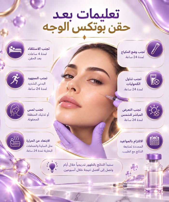 تعليمات بعد حقن بوتكس الوجه